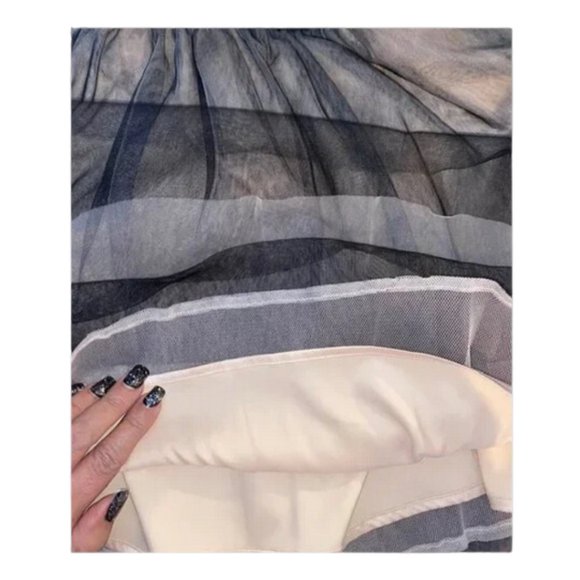 Bebe 5 Layer Skirt NWT Lace Raw Hem Ruffle Skirt With Cream Underlay Size 6 - Picture 3 of 7